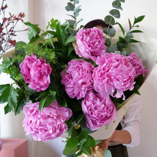 Peony with Mixed Greens